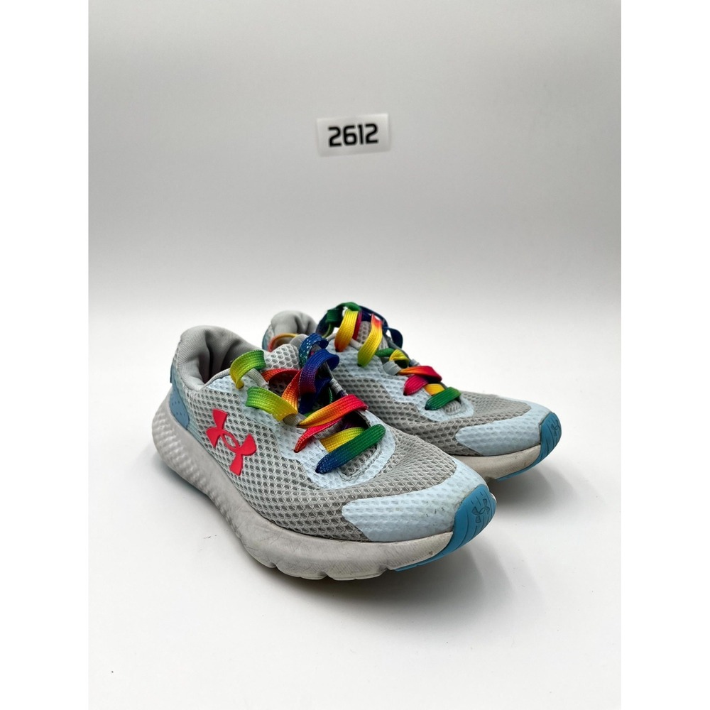 Under Armour Charged Rogue 3 3025007-402 Youth 4 Shoes Halogen Blue Red Sneakers